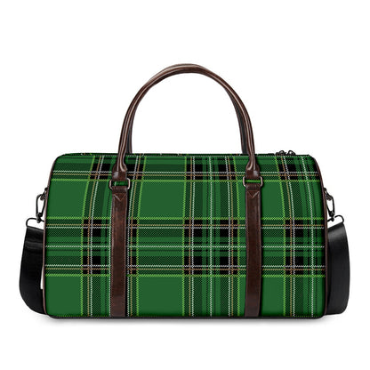 Green Stewart Tartan Pattern Print Duffle Bag