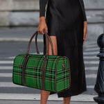 Green Stewart Tartan Pattern Print Duffle Bag
