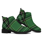 Green Stewart Tartan Pattern Print Flat Ankle Boots