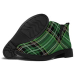Green Stewart Tartan Pattern Print Flat Ankle Boots