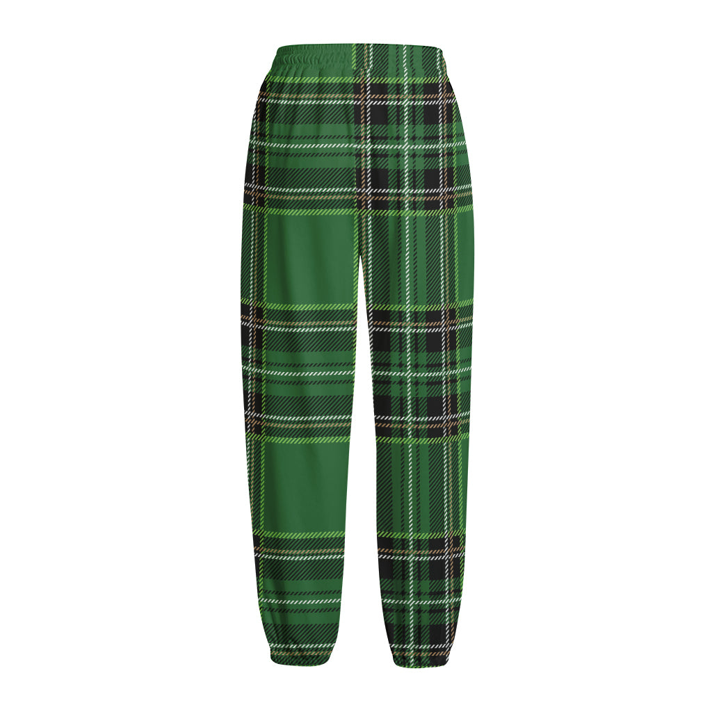 Green Stewart Tartan Pattern Print Fleece Lined Knit Pants