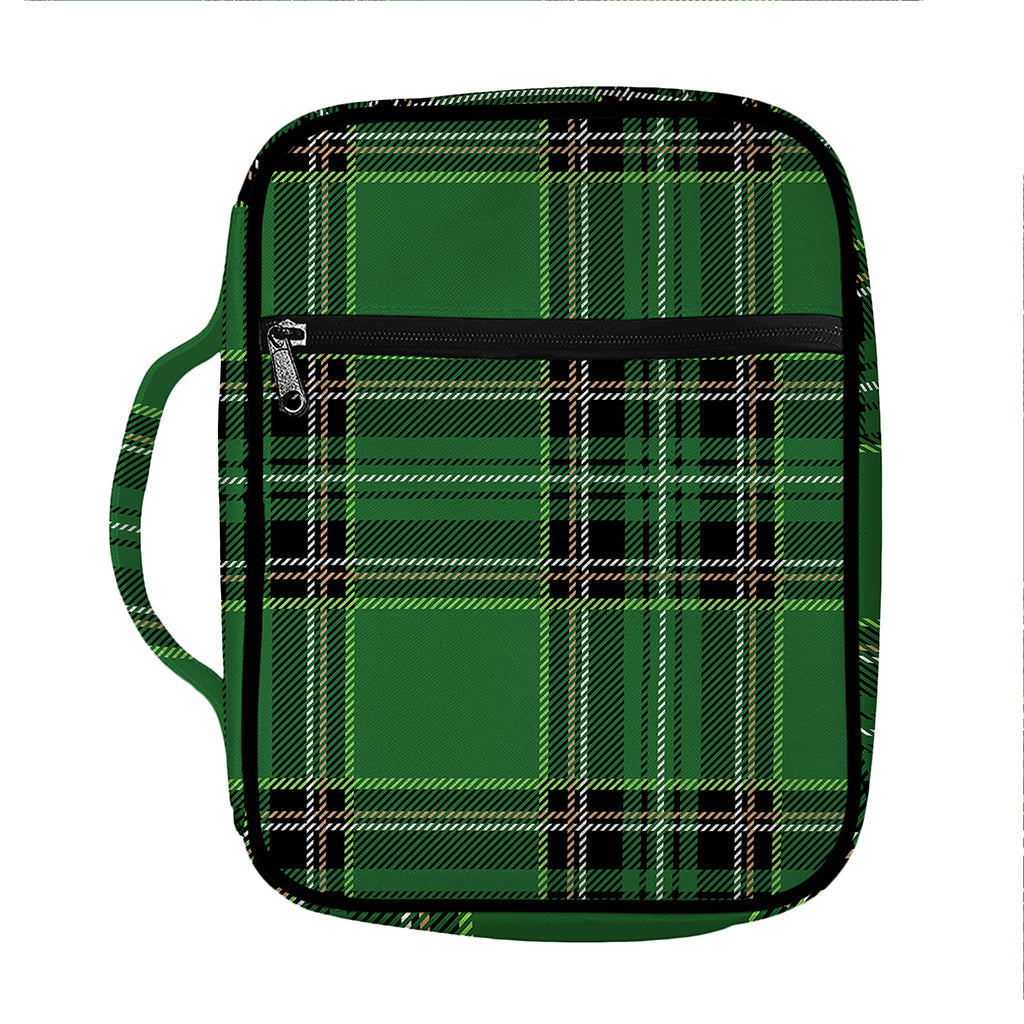 Green Stewart Tartan Pattern Print Front Pocket Bible Bag
