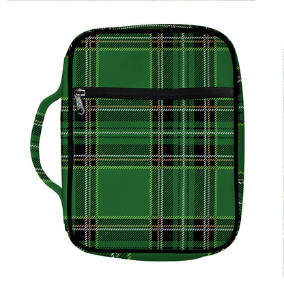 Green Stewart Tartan Pattern Print Front Pocket Bible Bag