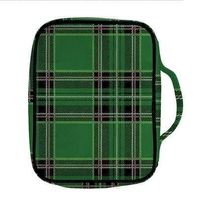 Green Stewart Tartan Pattern Print Front Pocket Bible Bag