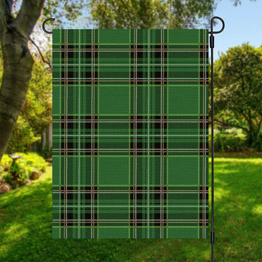 Green Stewart Tartan Pattern Print Garden Flag