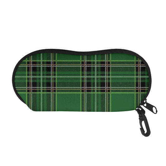 Green Stewart Tartan Pattern Print Glasses Case