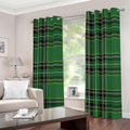Green Stewart Tartan Pattern Print Grommet Curtains