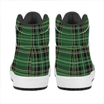 Green Stewart Tartan Pattern Print High Top Leather Sneakers