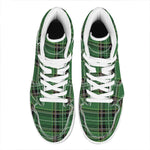 Green Stewart Tartan Pattern Print High Top Leather Sneakers