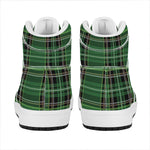 Green Stewart Tartan Pattern Print High Top Leather Sneakers