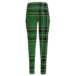Green Stewart Tartan Pattern Print High-Waisted Pocket Leggings