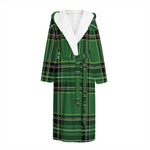 Green Stewart Tartan Pattern Print Hooded Bathrobe