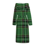Green Stewart Tartan Pattern Print Hooded Bathrobe