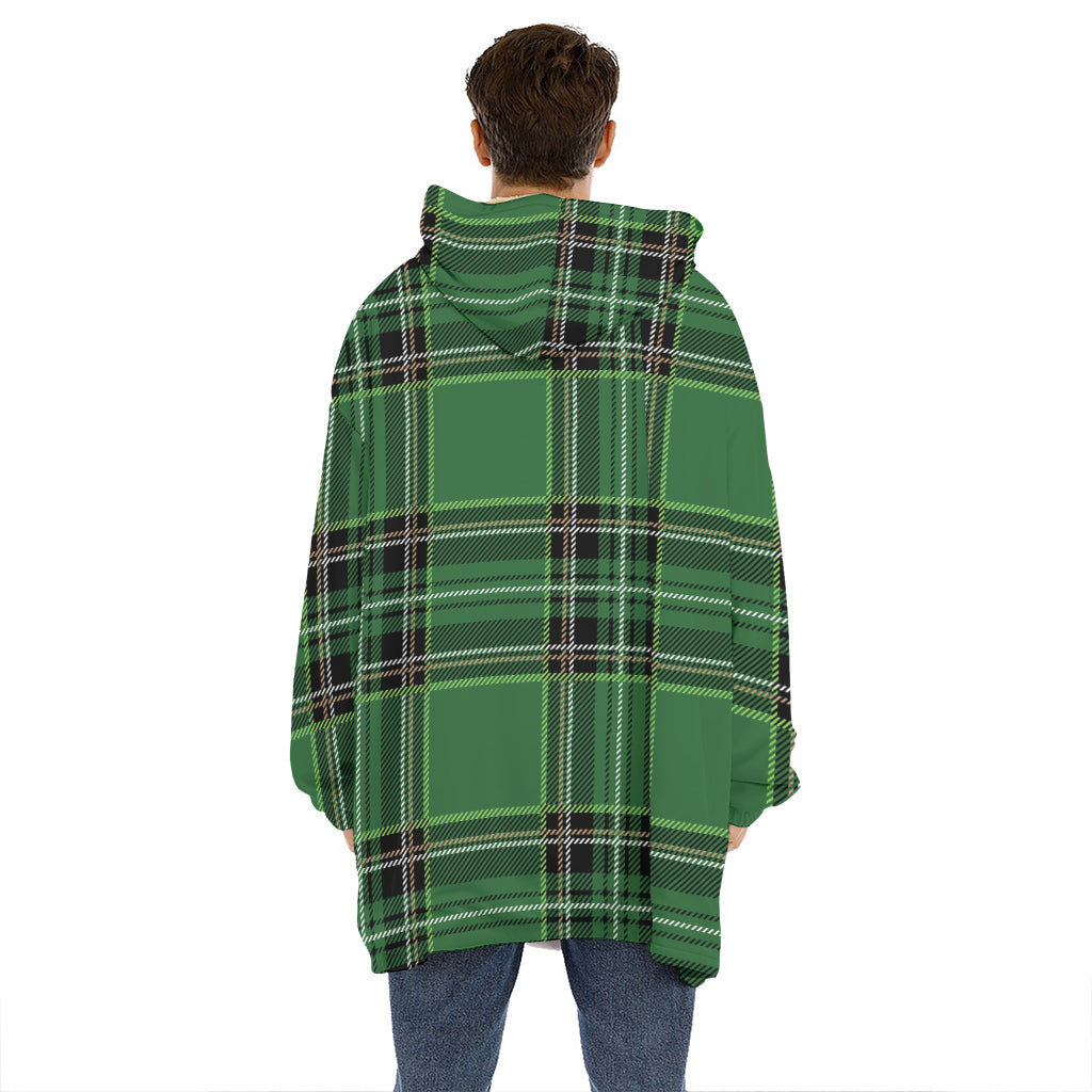 Green Stewart Tartan Pattern Print Hoodie Blanket