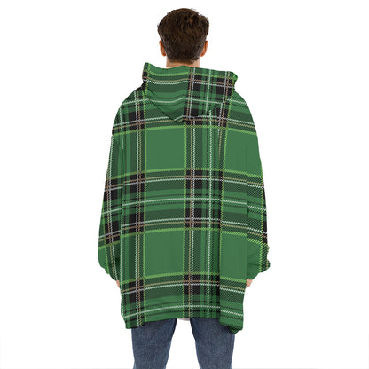 Green Stewart Tartan Pattern Print Hoodie Blanket