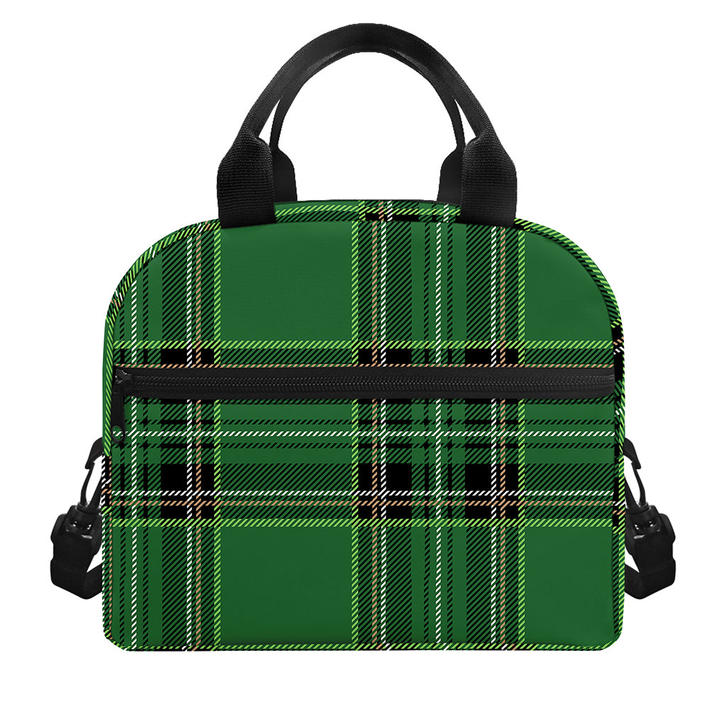 Green Stewart Tartan Pattern Print Insulated Lunch Bag