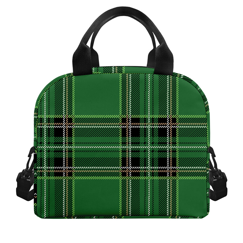 Green Stewart Tartan Pattern Print Insulated Lunch Bag