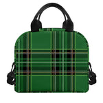 Green Stewart Tartan Pattern Print Insulated Lunch Bag