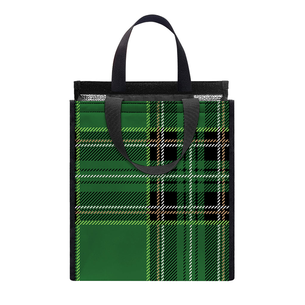 Green Stewart Tartan Pattern Print Insulated Lunch Tote