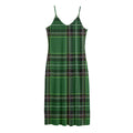 Green Stewart Tartan Pattern Print Jersey Midi Cami Dress