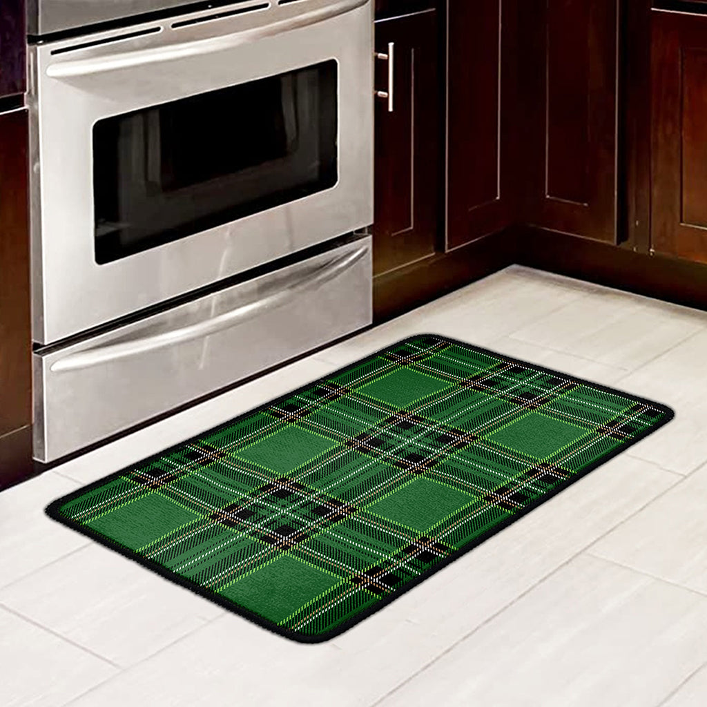 Green Stewart Tartan Pattern Print Kitchen Mat