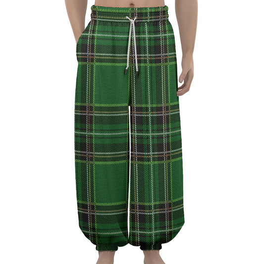 Green Stewart Tartan Pattern Print Lantern Pants