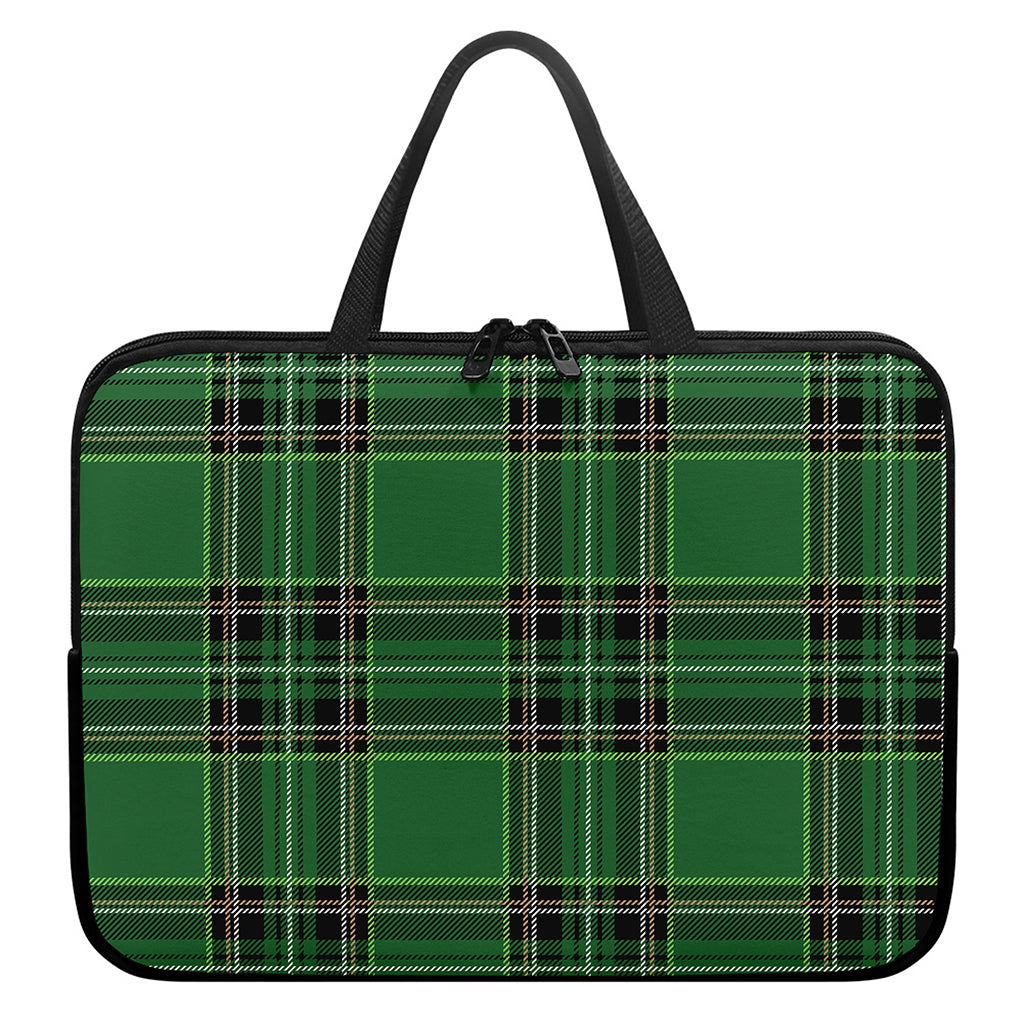 Green Stewart Tartan Pattern Print Laptop Sleeve With Handle