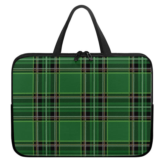 Green Stewart Tartan Pattern Print Laptop Sleeve With Handle