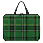 Green Stewart Tartan Pattern Print Laptop Sleeve With Handle