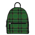 Green Stewart Tartan Pattern Print Leather Backpack