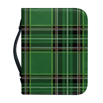 Green Stewart Tartan Pattern Print Leather Bible Cover