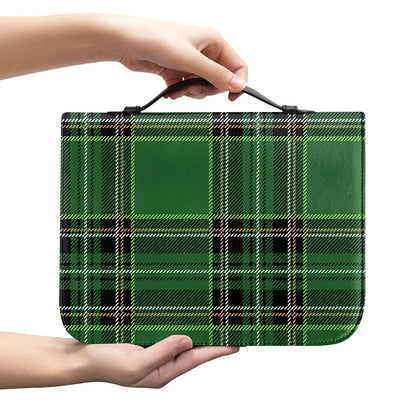 Green Stewart Tartan Pattern Print Leather Bible Cover