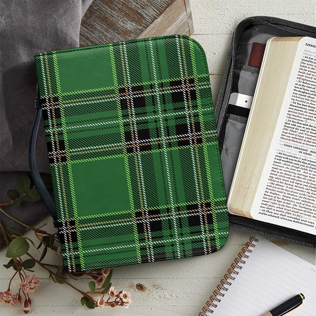 Green Stewart Tartan Pattern Print Leather Bible Cover