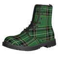 Green Stewart Tartan Pattern Print Lace-Up Boots