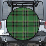 Green Stewart Tartan Pattern Print Leather Spare Tire Cover
