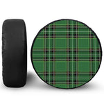 Green Stewart Tartan Pattern Print Leather Spare Tire Cover
