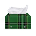 Green Stewart Tartan Pattern Print Leather Tissue Box Cover