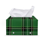 Green Stewart Tartan Pattern Print Leather Tissue Box Cover