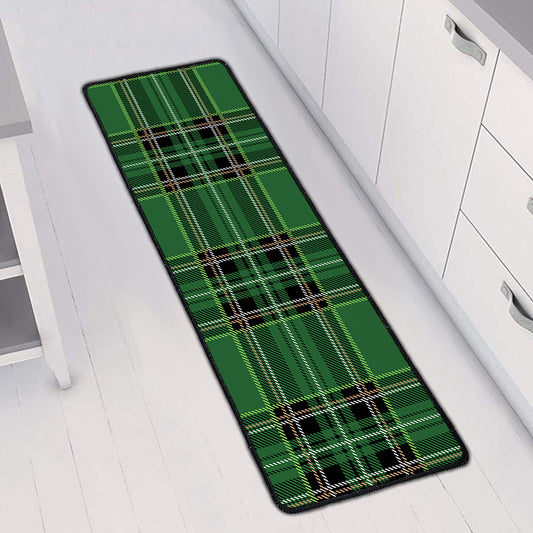 Green Stewart Tartan Pattern Print Long Kitchen Mat