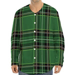 Green Stewart Tartan Pattern Print Long Sleeve Baseball Jersey