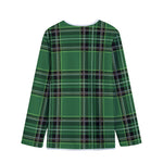 Green Stewart Tartan Pattern Print Long Sleeve Short Coat
