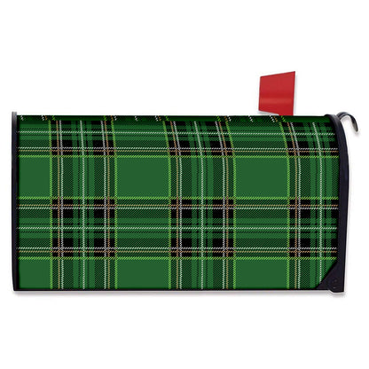 Green Stewart Tartan Pattern Print Mailbox Cover