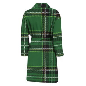 Green Stewart Tartan Pattern Print Men's Bathrobe