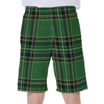 Green Stewart Tartan Pattern Print Men's Beach Shorts