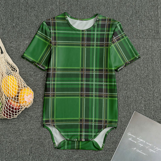 Green Stewart Tartan Pattern Print Men's Bodysuit