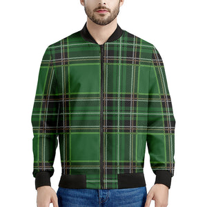 Green Stewart Tartan Pattern Print Men's Bomber Jacket