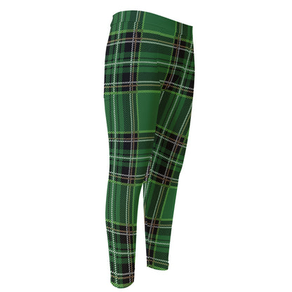 Green Stewart Tartan Pattern Print Men's Compression Pants