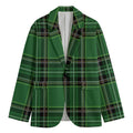 Green Stewart Tartan Pattern Print Men's Cotton Blazer