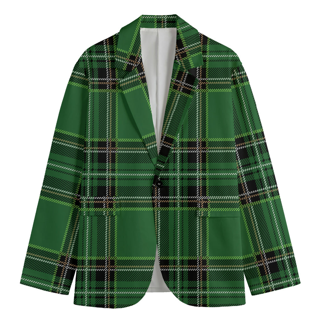 Green Stewart Tartan Pattern Print Men's Cotton Blazer