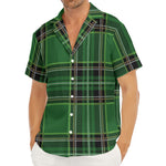 Green Stewart Tartan Pattern Print Men's Deep V-Neck Shirt